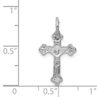 14k White Gold  Satin Diamond-cut Crucifix Charm-D1676