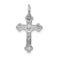 14k White Gold  Satin Diamond-cut Crucifix Charm-D1676
