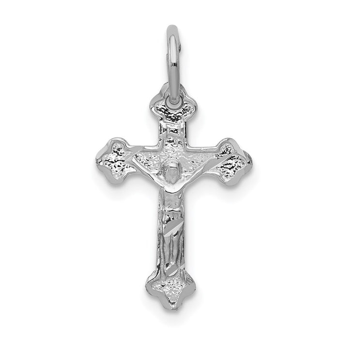 14k White Gold Diamond-cut Crucifix Charm-D1676