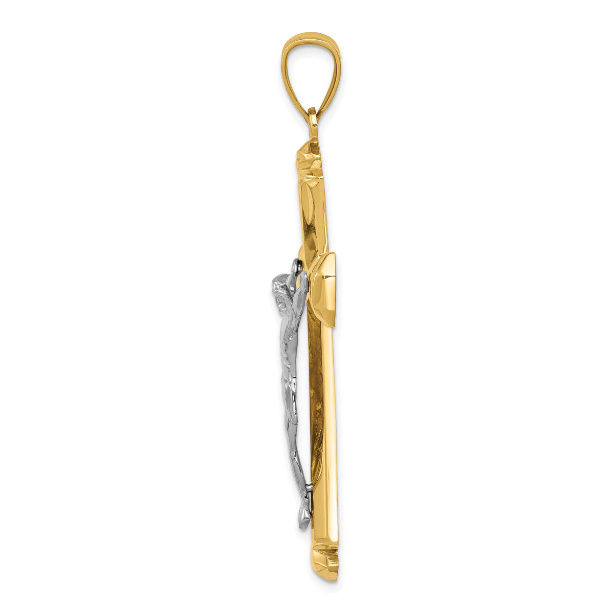 14k Polished Two-tone Crucifix Pendant-D1678