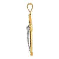 14k Polished Two-tone Crucifix Pendant-D1678
