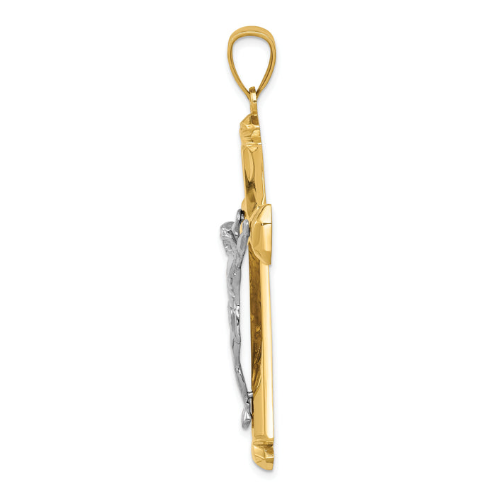 14k Polished Two-tone Crucifix Pendant-D1678