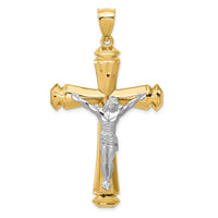 14k Polished Two-tone Crucifix Pendant-D1678