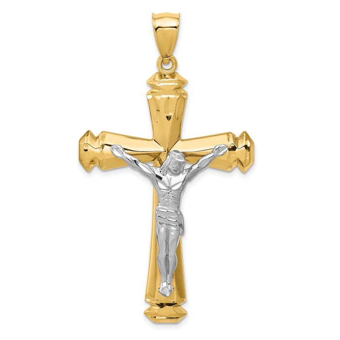 14k Polished Two-tone Crucifix Pendant-D1678