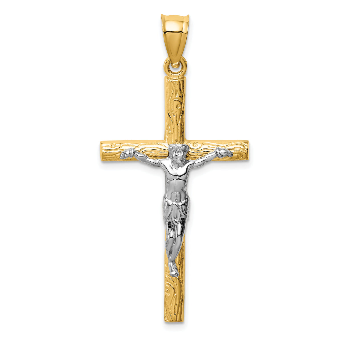 14k Two-tone Crucifix Pendant-D1683