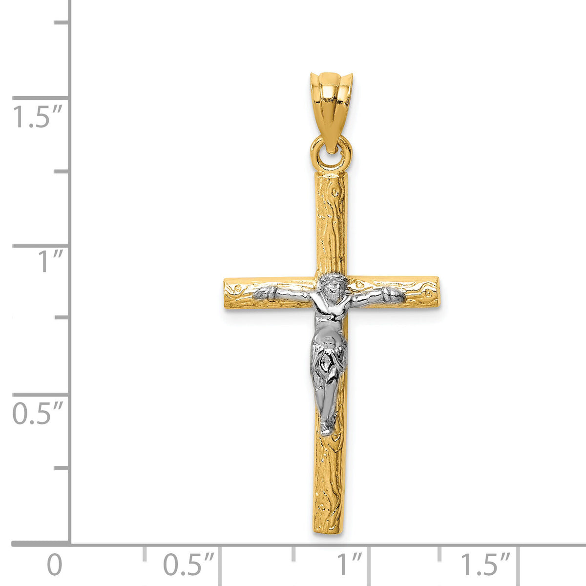14k Two-tone Crucifix Pendant-D1684