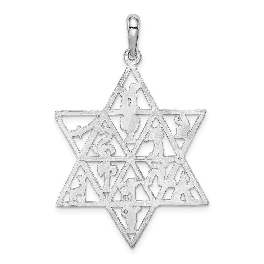14k White Gold 12 Tribes Star of David Pendant-D1690