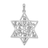 14k White Gold 12 Tribes Star of David Pendant-D1690
