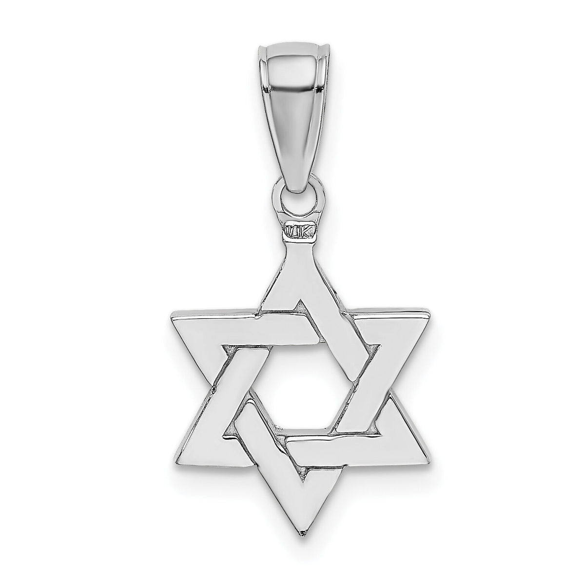 14k White Gold Polished Star of David Pendant-D1691W