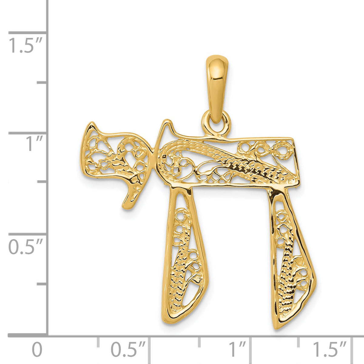14k Filigree Chai Pendant-D1703