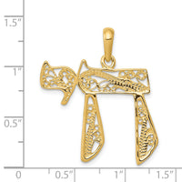 14k Filigree Chai Pendant-D1703