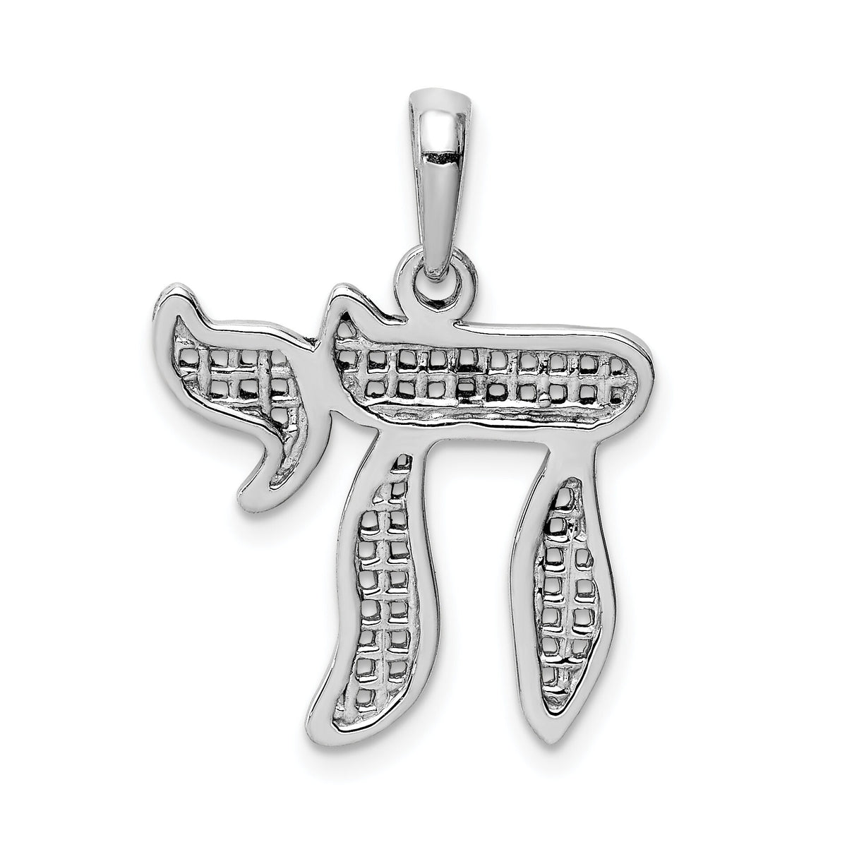 14k White Gold Mesh Chai Pendant-D1705