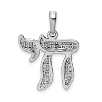 14k White Gold Mesh Chai Pendant-D1705