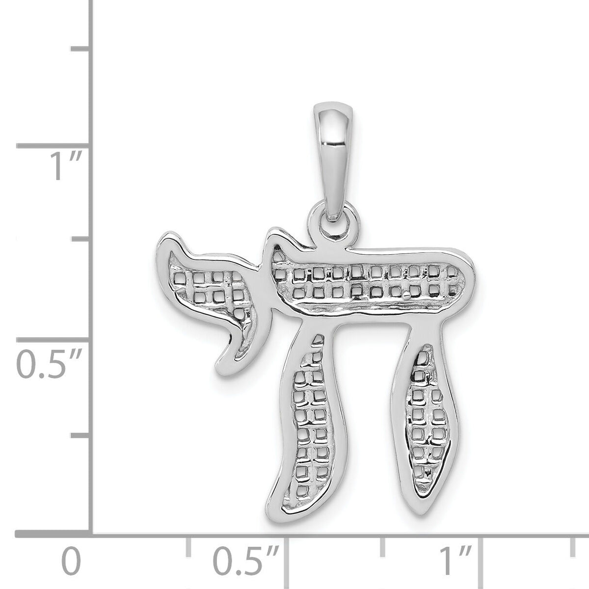 14k White Gold Mesh Chai Pendant-D1705