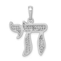 14k White Gold Mesh Chai Pendant-D1705