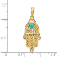 14k Turquoise Filigree Chamseh Pendant-D1707