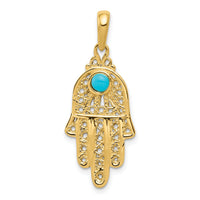 14k Turquoise Filigree Chamseh Pendant-D1707