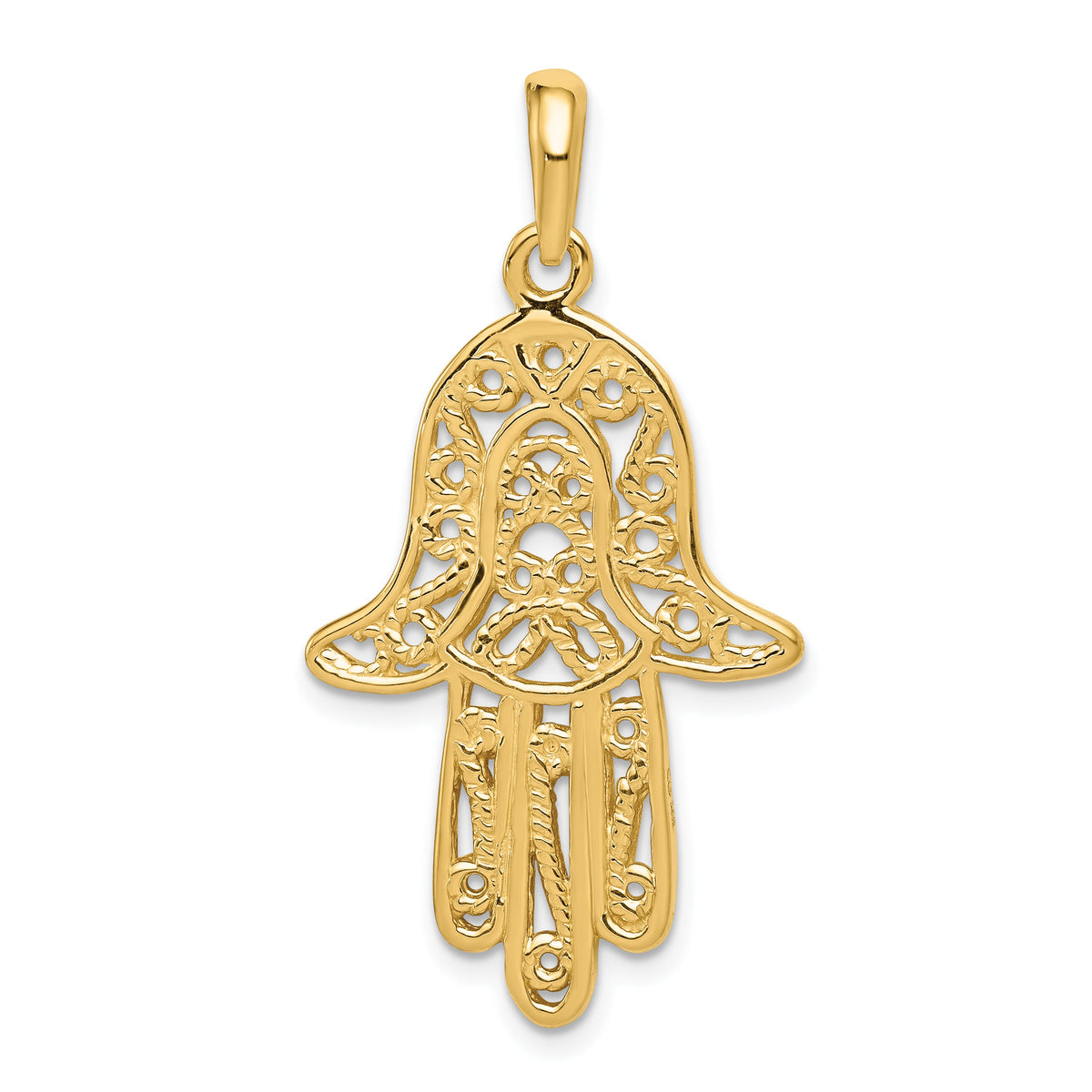 14k Filigree Chamseh Pendant-D1708