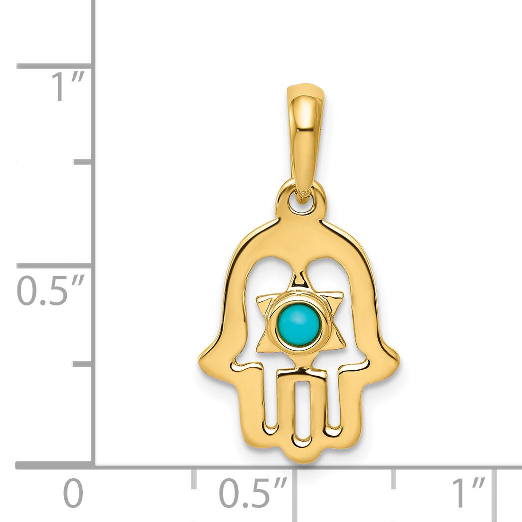 14k Turquoise Chamseh Pendant-D1715