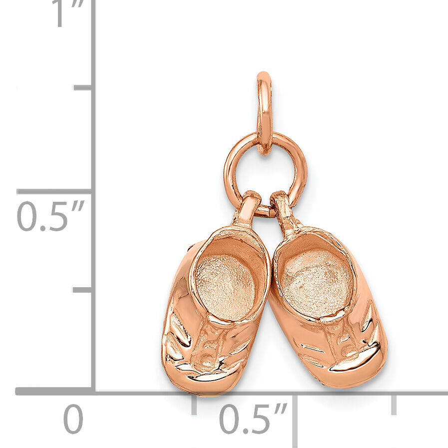 14k 3D Moveable Rose Gold Baby Shoes Charm-D1729