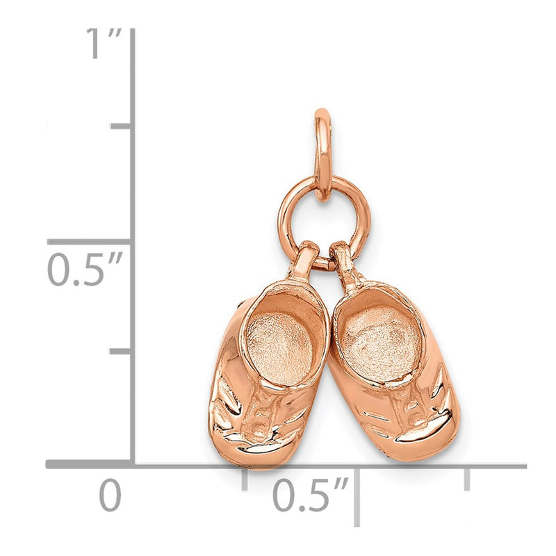 14k 3D Moveable Rose Gold Baby Shoes Charm-D1729