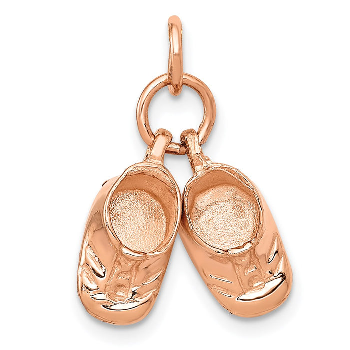 14k 3D Moveable Rose Gold Baby Shoes Charm-D1729