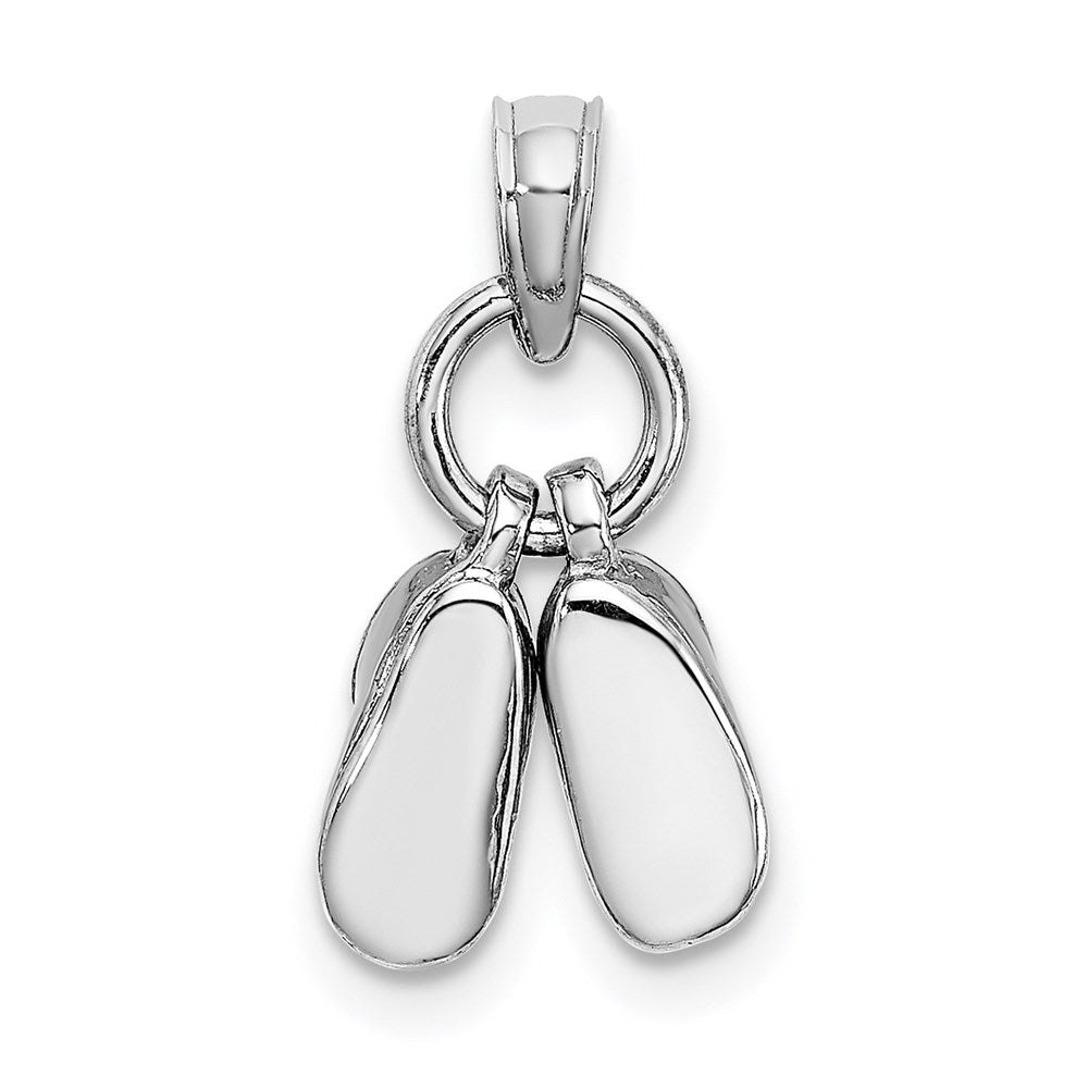 14k 3D Moveable White Gold Baby Shoes Charm-D1731W