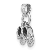 14k 3D Moveable White Gold Baby Shoes Charm-D1731W