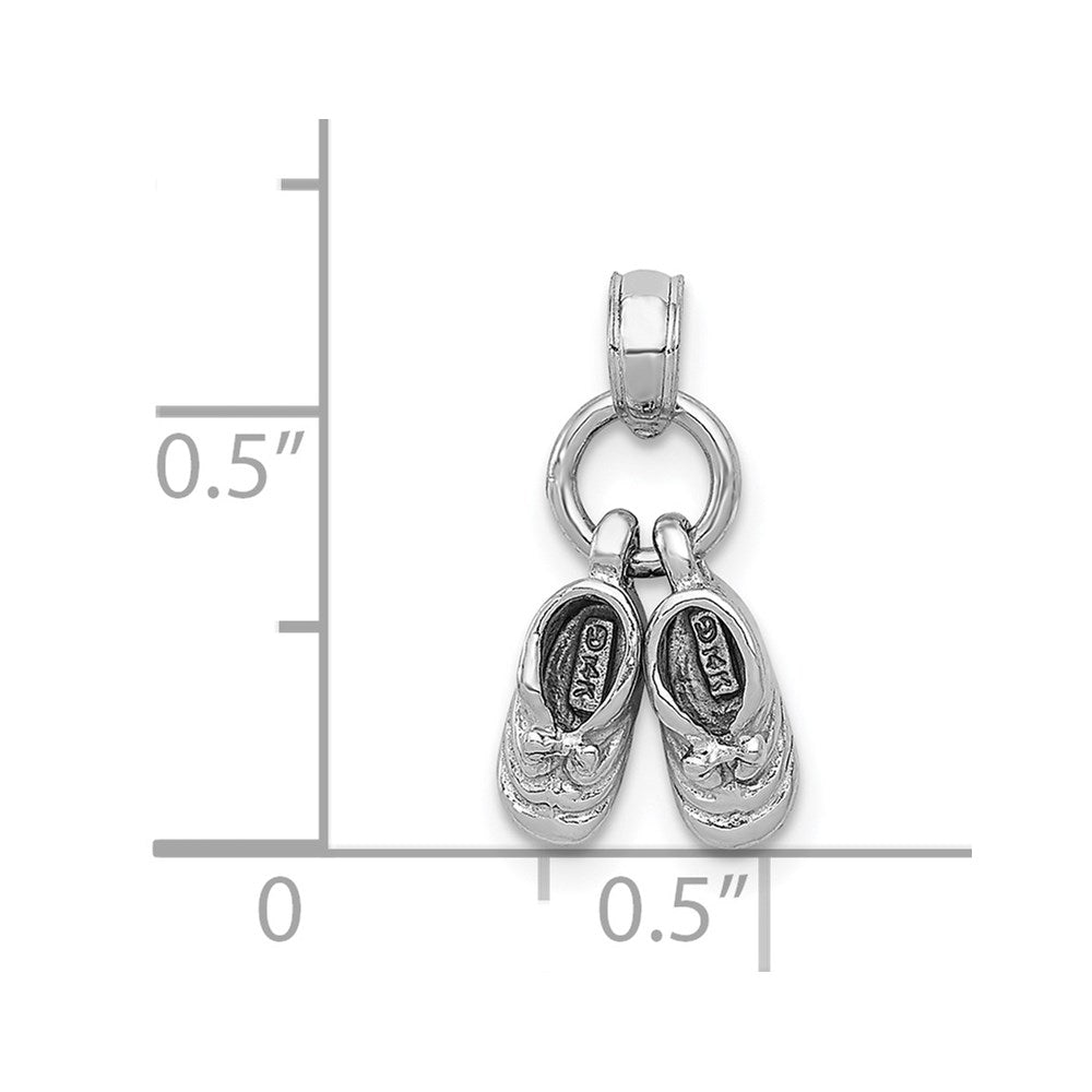 14k 3D Moveable White Gold Baby Shoes Charm-D1731W