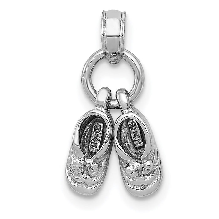 14k 3D Moveable White Gold Baby Shoes Charm-D1731W