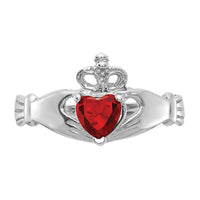 14k White Gold CZ January Birthstone Claddagh Heart Ring-D1780