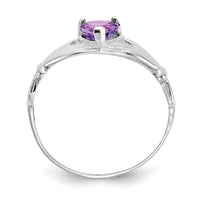14k White Gold CZ February Birthstone Claddagh Heart Ring-D1781