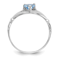 14k White Gold CZ March Birthstone Claddagh Heart Ring-D1782