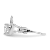 14k White Gold CZ April Birthstone Claddagh Heart Ring-D1783