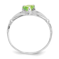 14k White Gold CZ August Birthstone Claddagh Heart Ring-D1787