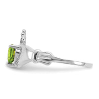 14k White Gold CZ August Birthstone Claddagh Heart Ring-D1787