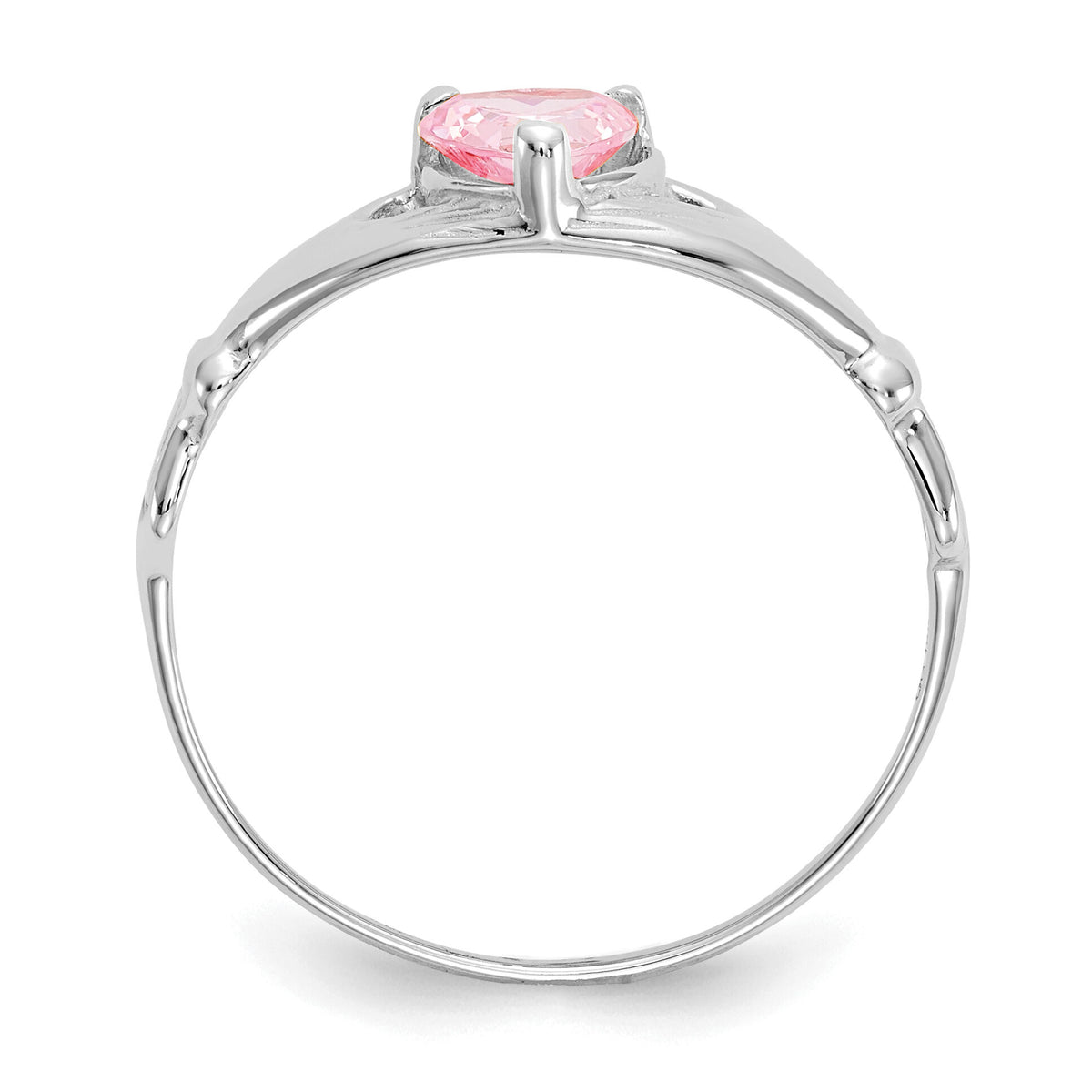 14k White Gold CZ October Birthstone Claddagh Heart Ring-D1789