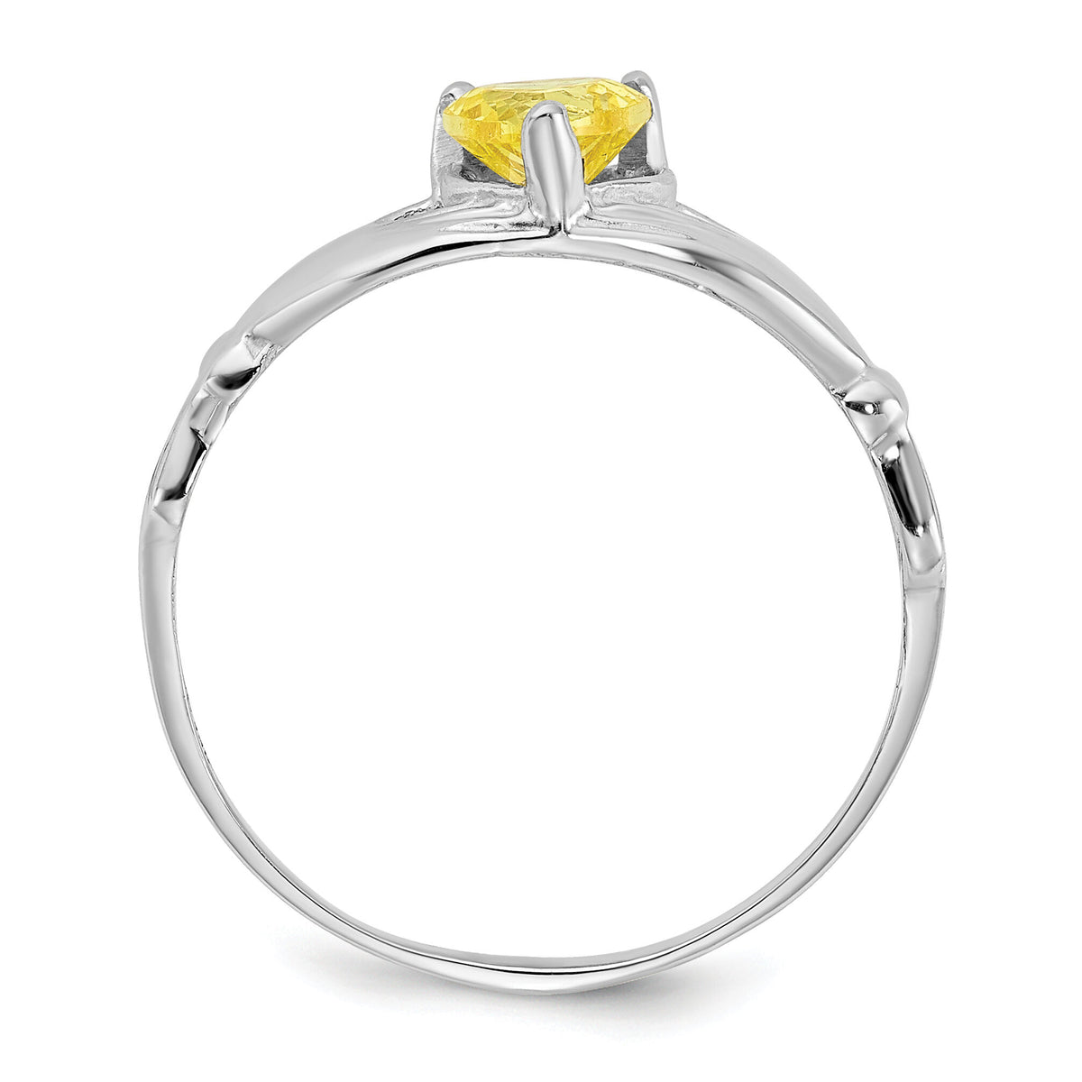 14k White Gold CZ November Birthstone Claddagh Heart Ring-D1790