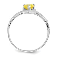 14k White Gold CZ November Birthstone Claddagh Heart Ring-D1790