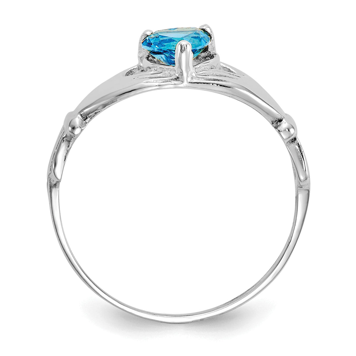 14k White Gold CZ December Birthstone Claddagh Heart Ring-D1791