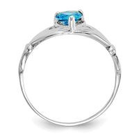 14k White Gold CZ December Birthstone Claddagh Heart Ring-D1791