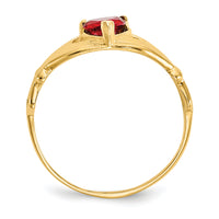 14k CZ January Birthstone Claddagh Heart Ring-D1792
