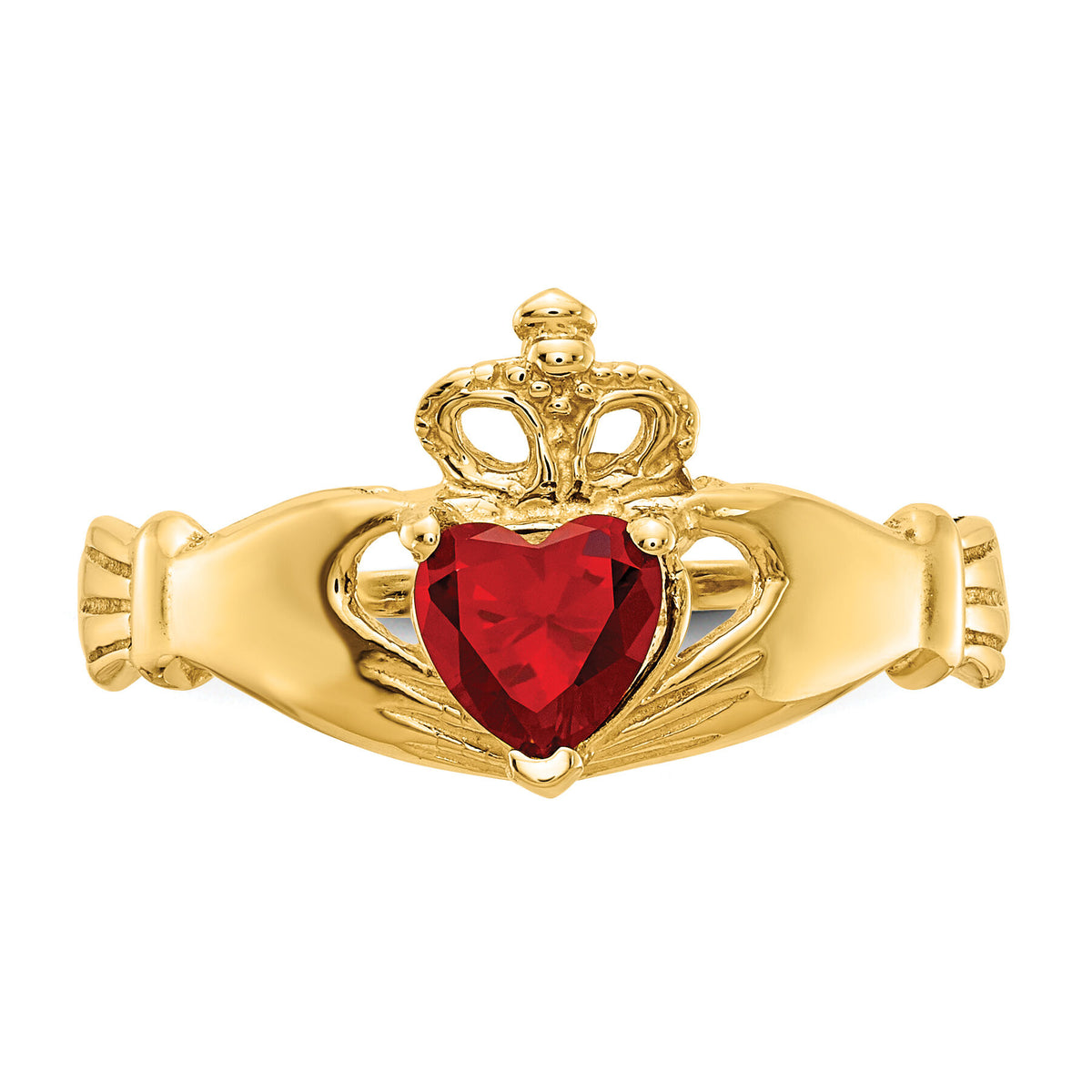 14k CZ January Birthstone Claddagh Heart Ring-D1792