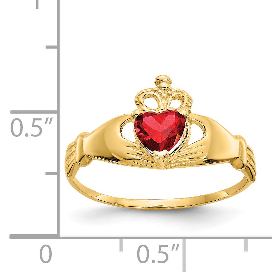 14k CZ January Birthstone Claddagh Heart Ring-D1792