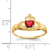 14k CZ January Birthstone Claddagh Heart Ring-D1792
