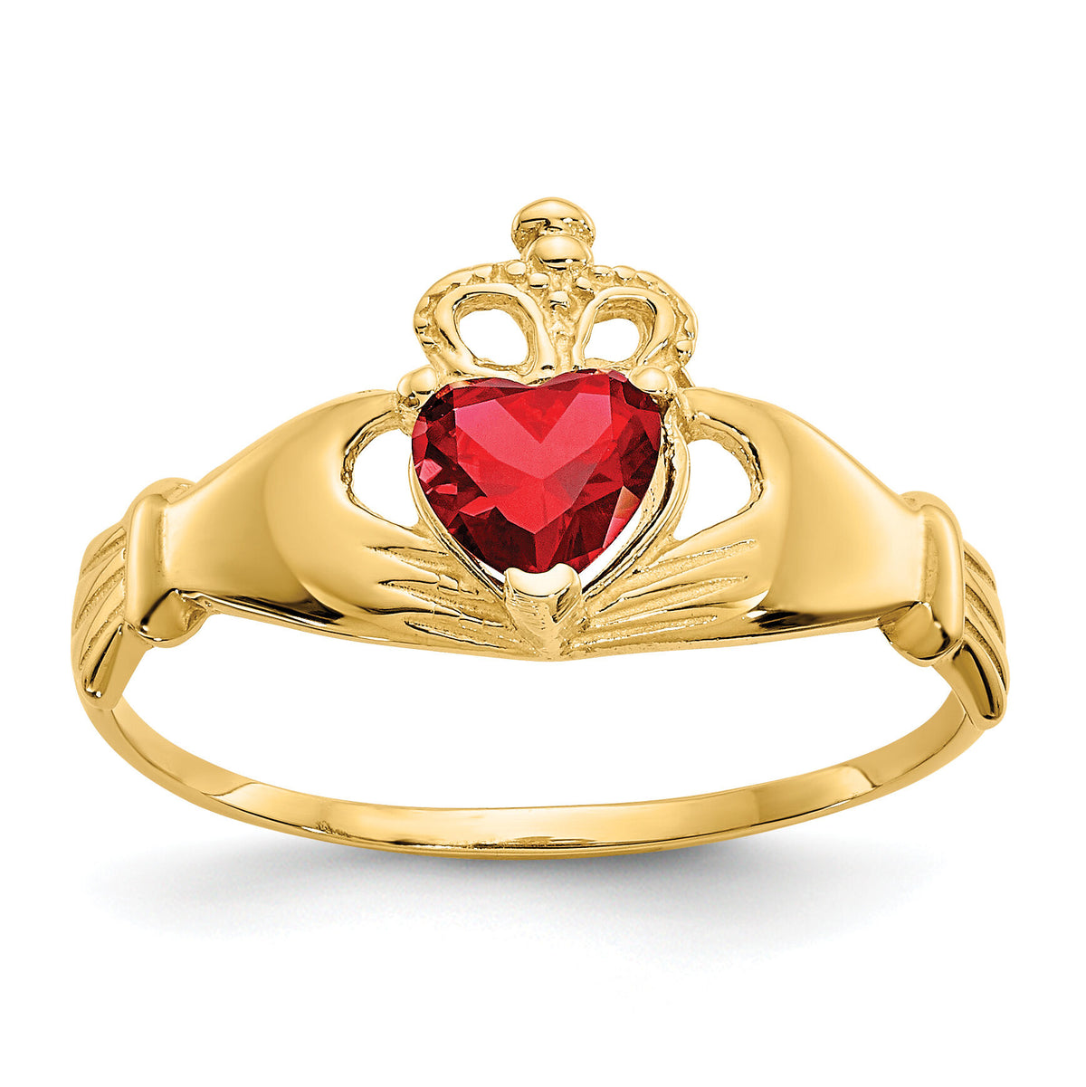 14k CZ January Birthstone Claddagh Heart Ring-D1792
