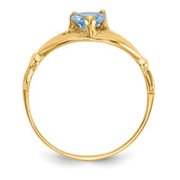 14k CZ March Birthstone Claddagh Heart Ring-D1794