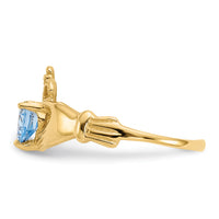 14k CZ March Birthstone Claddagh Heart Ring-D1794