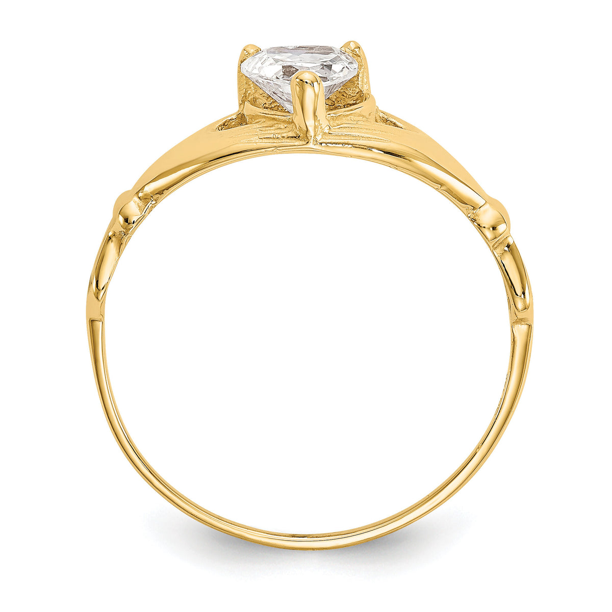 14k CZ April Birthstone Claddagh Heart Ring-D1795