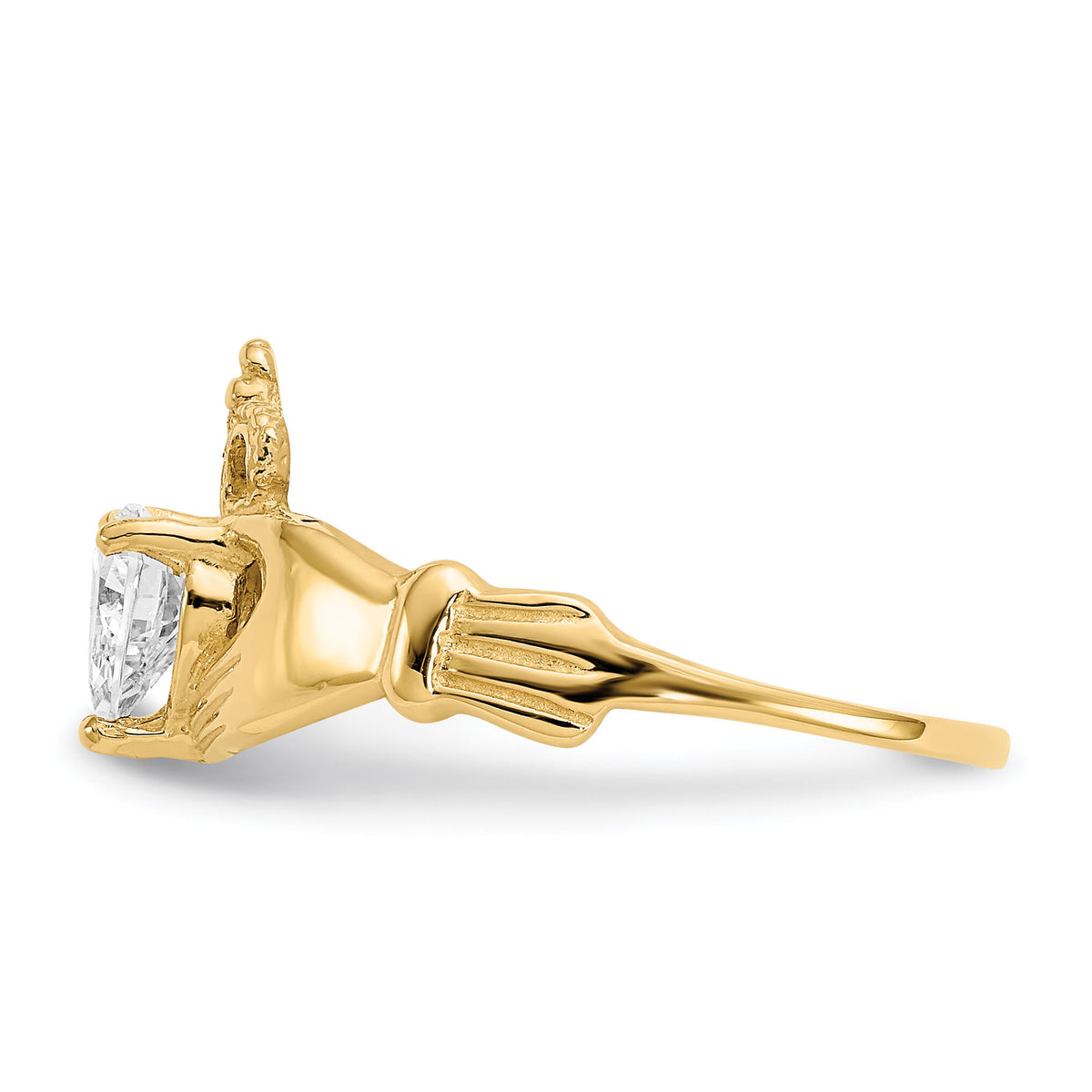 14k CZ April Birthstone Claddagh Heart Ring-D1795